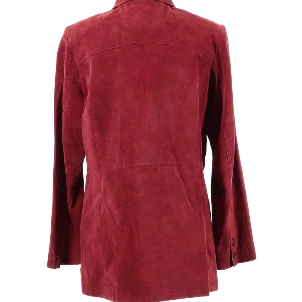 Bernardo Women's Red Suede Button-Front Jacket - Picture 2 of 2